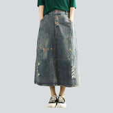 Falda vaquera vintage bordada para mujer